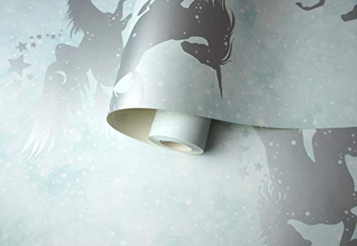 Holden Decor Iridescent Unicorns Teal/Silver 90950 Wallpaper