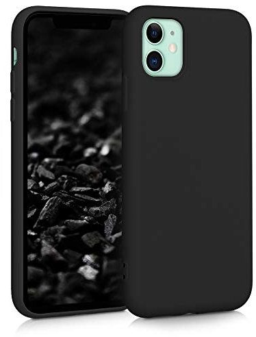 kwmobile Hülle kompatibel mit Apple iPhone 11 Hülle - gummierte TPU Silikon Handyhülle - Schutzhülle für kabelloses Laden - Case in Schwarz matt