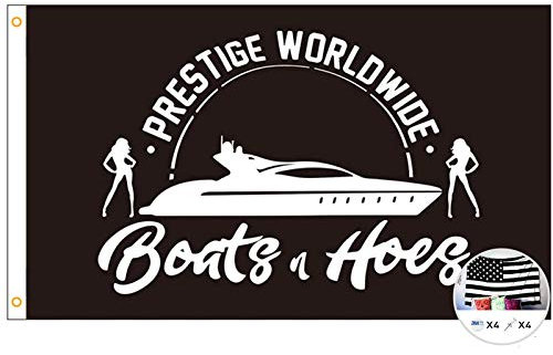 Prestige Worldwide Flag Boats & Hoes 3x5 Feet Banner,Funny Poster UV Resistance Fading & Durable Man Cave Wall Flag with Brass Grommets for College Dorm Room Decor,Outdoor,Parties,Gift,Tailgates