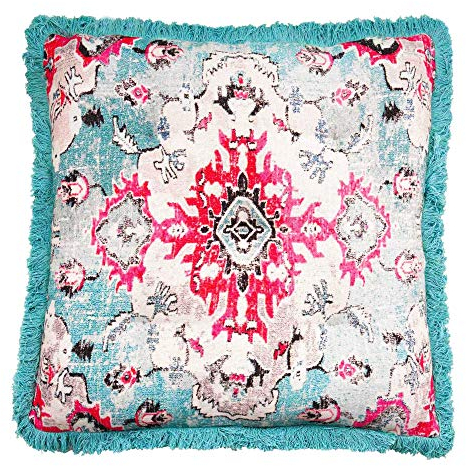 Mandala Life ART Meditationskissenbezug - 65 cm mit Fransen - Quadratisch bedruckter Boho Chic Bodenkissenbezug aus Baumwolle