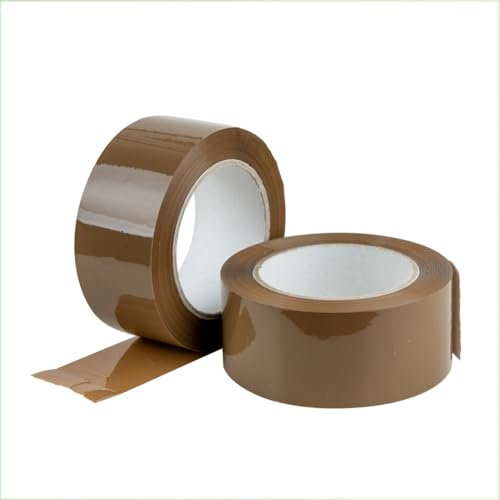 VIRSUS 36 Rotoli di Nastro adesivo per pacchi, misura 50x132 mt, Srotolamento SILENZIOSO, nastro da imballo colore AVANA