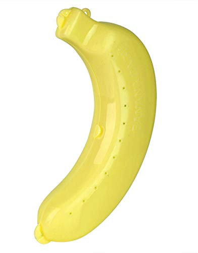 Tyenaza Fun Caja de bananas, Caja de plátano, caja de fruta de almacenamiento de recipiente de almuerzo de plátano lindo para viajes al aire libre 3 colores (Amarillo)