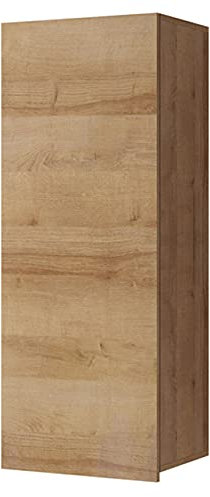 RAVIO Hängeschrank Fango Wandschrank mit Tür Stilvoll Wandregal für Wohnzimmer Hängeregal mit Grifflose Öffnen 1-Türig Wohnzimmerschrank (Eiche Gold)