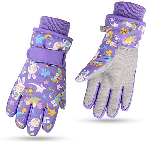 Pesaat Wasserdichte Kinder-Winterhandschuhe Cartoon-Handschuhe für Jungen und Mädchen, warme Outdoor-Skihandschuhe mit Fleecefutter