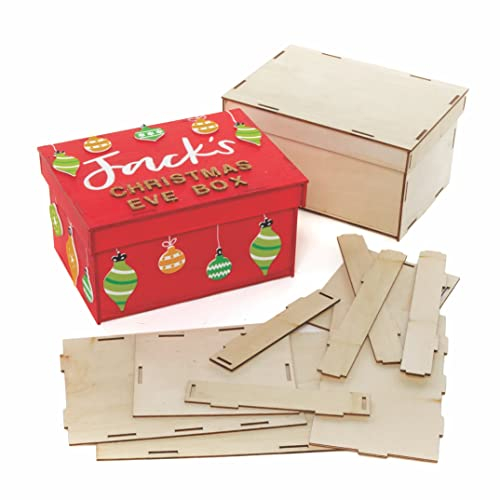 Baker Ross FC191 Große Kisten aus Holz Bastelset - 2er Pack, Holzbasteleien zum Basteln und Dekorieren, Weihnachtsbasteln für Kinder