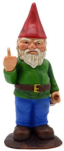 Richolyn Nain De Jardin Doigt d'honneur, Doigt d'honneur Statue Nain De Jardin Coquin Statue en Résine Garden Nain De Jardin Humor Garden Go Away pour Intérieures Ou Extérieures, 5,9 Haut