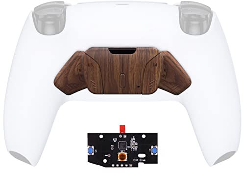 eXtremeRate Palettes pour ps5 Manette Rise& RISE4 Remap Kit Boutons Arrière K1 K2 K3 K4 avec PCB Carte Remplacement,Câbles et Manette Non Inclus-Grain de Bois,Pas Un Remap Kit Complet