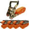 4 Stück Spanngurte mit Ratsche / 2000Kg 4m – Einteilige Zurrgurte - 2000 daN – Ratschen Gurt Signal Orange - Ladungssicherung (35mm x 4m)