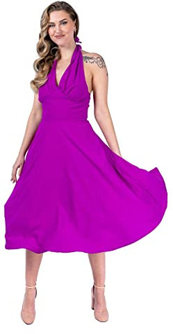 Ro Rox Halter Dress Mia Swing Pin up Vintage 1950's été Womens Dos Nu, Violet, XXL