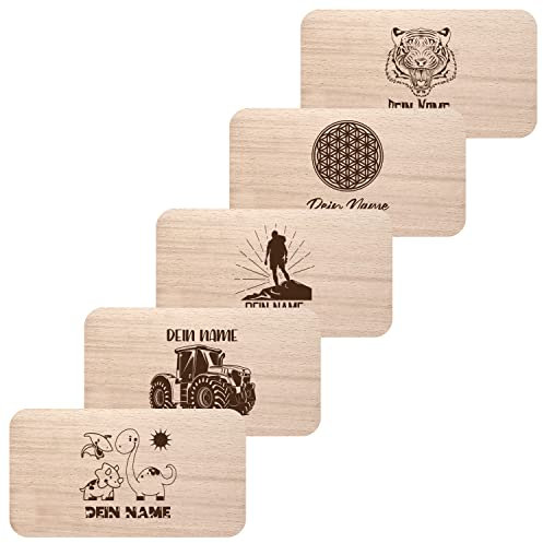 Personalisiertes Frühstücksbrettchen mit Namen, Individuelles Frühstücksbrett mit Motiv, Schneidbrett mit Gravur für Kinder und Erwachsene, Personalisierte Geschenkidee zur Taufe & Geburtstag