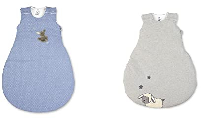 Sterntaler Baby-Schlafsack, Esel Emmi, Reißverschluss und Knöpfe, Größe: 50/56, Hellblau & Schlafsack Schaf Stanley für Babys, Reißverschluss und Knöpfe, Größe: 50/56, Grau