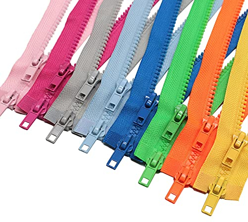 MebuZip 8 Stück 90 cm #5 Reißverschluss Kunststoff 2 Wege teilbar 5mm Reissverschluss für mantel Jacken, 8 Farben 2 Wege