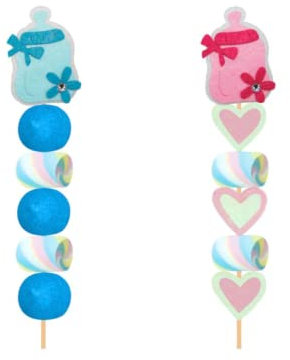 Lote de 15 Brochetas de Golosinas Biberón Bebe a Elegir. Dulces. Detalles y Regalos Originales para Fiestas de Cumpleaños, Bodas, Bautizos, Comuniones y Eventos. DC (AZUL)