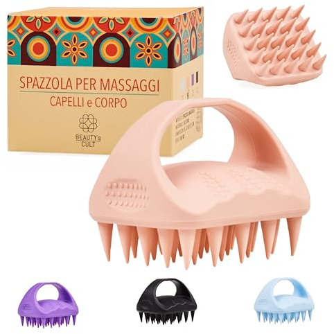 Beauty's Cult Massaggiatore Cuoio Capelluto in Silicone - Spazzola Shampoo Esfoliante con 25 Punte - Stimola Crescita Capelli e Rilassa la Testa