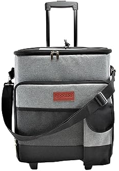 apollo THE HOUSEWARES BRAND Kühltasche 35L Räder, Isolierte Picknicktasche Große Weiche Tasche für Outdoor, Camping, BBQ, Reisen, tragbar, hält Getränke 6 Stunden kühl, Grau
