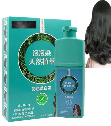 500ML Brimless Shampoo,2023 Upgrade Brimless Herbal Shampoo,Plant Bubble Hair Dye Shampoo for Women Men (black)