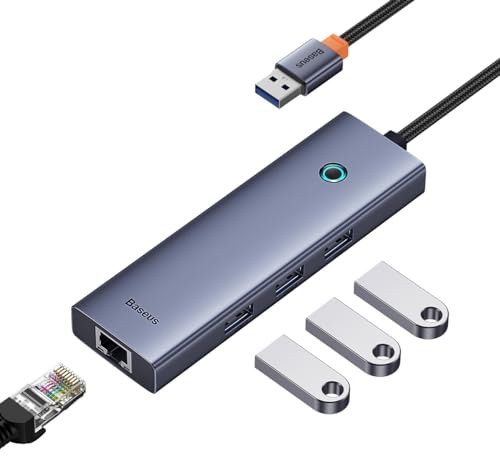 4in1 Hub Baseus UltraJoy USB-A to USB 3.0 RJ45 (Space Grey)