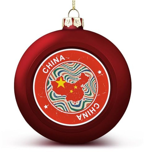 Rote China-Weihnachtskugel-Ornamente, China-Flaggen-Ball-Ornament, Nationalflagge, Weihnachtsschmuck für Weihnachtsbaum, Neujahr, saisonale Feiertagsdekoration, Weihnachtsgeschenke für Freunde