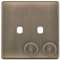 Selectric Screwless Antique Brass 2 Aperture Empty Dimmer Plate with Knob – 5MPLUS