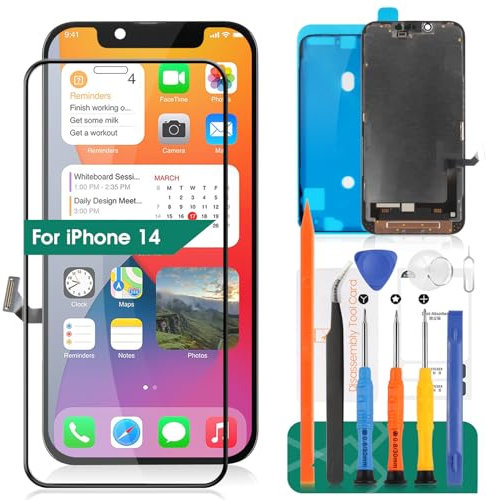 Incell Ersatz-LCD-Bildschirm für iPhone 14, A2882, A2649, A2881, A2884, A2883, Full-HD-Display und 3D-Touch-Digitalisierer, Reparatur-Sets (schwarz, kleinerer Displaybereich)