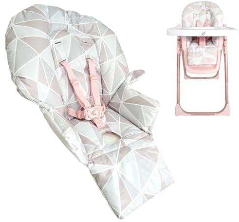 My Babiie MBHC8 Premium Highchair Seat Cover Only with 5-Point Harness - Padded PVC Seat Cover, Easy Clean, Seat Cushion Compatible with My Babiie MBHC8 - Rose Geometric