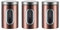 Simcat Tea Coffee Sugar Jar 1500ml Kitchen Canister Set of 3 with viewing window, 3Pcs Stainless Steel Storage Jars, Airtight Dried Food Storage Container (Brown)
