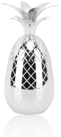 Taza De Piña De Acero Inoxidable Con Tapa, Tazas De Cóctel De Piña De 500 Ml, Vaso De Copa De Vino, Tazas Para Beber De Acero Inoxidable Para Bar(Plata)