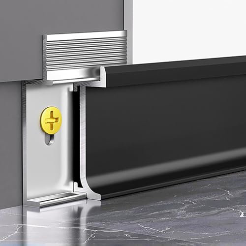 Sockelleiste Fußleiste Länge 125CM*4 Stück Aluminiumlegierung Fußbodenleisten Für Boden, Wandfugen-Abdeckungsspalt, Fussbodenleiste(Schwarz,Höhe: 20 mm)