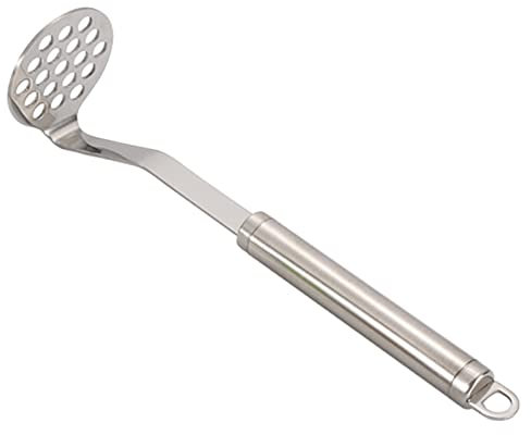 Trituradora de patatas de acero inoxidable, trituradora de patatas, trituradora de patatas imprescindible con mango largo, fácil de limpiar, triturador de patatas pequeño de acero inoxidable