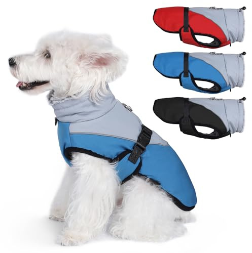 Savlot Warmer Hundemantel Hundejacke Reflektierende Hunde-Wintermäntel mit Verstellbarer Schnalle Hunde-Fleeceweste mit D-Ring Wasserfest Hunde-Schneejacke für kleine, Mittelgroße und Große Hunde