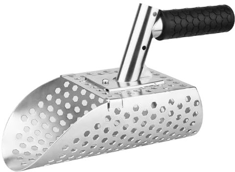 SJSHAL Pelle à sable de détection de métaux en acier inoxydable robuste pour trouver des trésors de plage, outils de détection de métaux