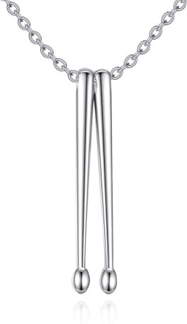 POPLYKE Sterling Silber Rock Drum Sticks Anh?nger Halskette Musikliebhaber Schlagzeuger Geschenk Schmuck für Frauen Her