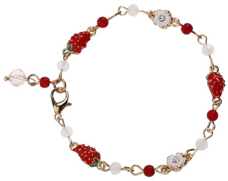 WRITWAA Erdbeer-charm-armband Mit Süßem Perlen-design Verstellbares Goldenes Kettenarmband Für Frauen Und Mädchen Handgefertigter Schmuck Mit Kirschanhänger