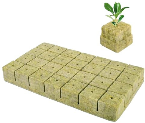 YUNXCNA Rockwool Grow Cubes, 28 Stück Steinwolle Anzuchtmatte, 40 x 40 x 40 mm Würfel, Pflanzen Kinderzimmerblock, Anbau Kompresse, Anzuchtmatte Bodenloses Kultursubstrat Landwirtschaftliche
