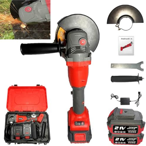 Hooha Smerigliatrice angolare 125 regolazione della velocità 21 V con 2 batterie da 4,0 Ah e caricatore, piccola levigatrice Flex da taglio 11000 giri/min, motore senza spazzole, smerigliatrice