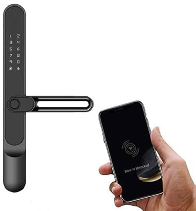 Simpled SS-BB Weatherproof SlimSeries Smart Lock Touch, 7-in-1, Fingerprint Keyless Security Entry Door Lock, Bluetooth Electronic Deadbolt, Smartphone Access, Built-in WiFi Bridge- Black