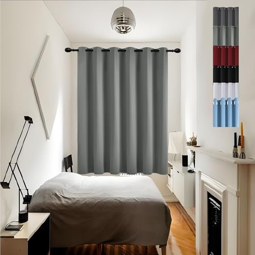 GOUSUN Vorhang Verdunkelung 125 x 165 cm Schlafzimmer Blickdicht Vorhäng Blickdichte Gardinen mit Ösen Blickdicht mit Ösen für Schlafzimmer, Hellgrau