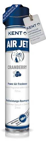 KENT Air Jet – Kraftvoller Lufterfrischer mit Sofortwirkung – Power Duft-Spray neutralisiert Tiergeruch, Rauch, WC-Gerüche in Sekunden – ideal für Bad, Küche, Büro, Werkstatt, Fahrzeuge uvm. Cranberry