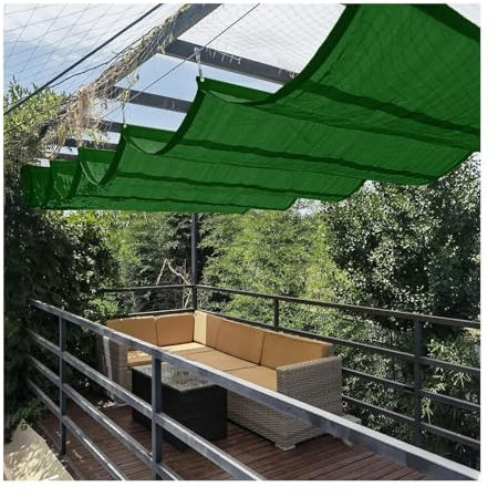 YPIOUREN Verschiebbarer Wellenschatten, Einziehbares Pergola-Vordach, U-förmiger Wellensonnenschutz, Einziehbare Wellensonnensegel For Den Außenbereich, For Pergola, Terrasse, Deck(W:2m/6.56ft*L:12m/3