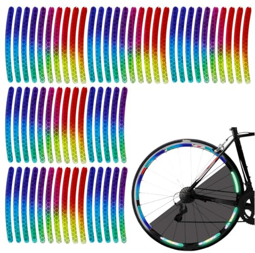 OHREN 60 Pezzi Adesivi Riflettenti, Impermeabili, Compatibili con Catarifrangenti, Adatti alla Maggior Parte dei Cerchioni per Biciclette, Bici Catarifrangenti, Nastro Adesivo Riflettente Notte