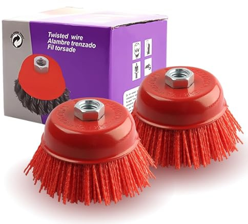 LERANXIN Topfbürste Winkelschleifer, 2 Stück M14 Nylonbürste Bohrmaschine, Durchmesser 78mm Nylonbürste Schleiffilament Topfbürste Nylonbürste für Entgraten Rostentfernung Lackentfernung