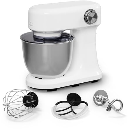 Klarstein Bella Evo Küchenmaschine – 1500W, 5L Edelstahlschüssel, 12 Stufen, Planetenmischsystem, Pulsfunktion, Knethaken & Schneebesen, Rührmaschine, Food Processor, Weiß