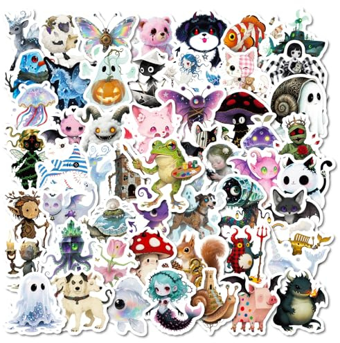 EUFFO Gothic Märchen Aufkleber 50 Stück, Wasserfeste Graffiti Anime Stickers für Laptop Skateboard Koffer Scrapbook Journal Kindle Fahrrad Helm Motorrad