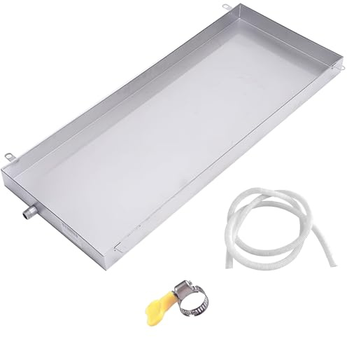 Air Conditioner Drip Pan with Drain Thickened 304 Stainless Steel Construction Includes 300cm Water Hose can Be Used As a Tray, Drip Tray, Or Oil Collection Trays(42.5 * 91.5 * 5cm)
