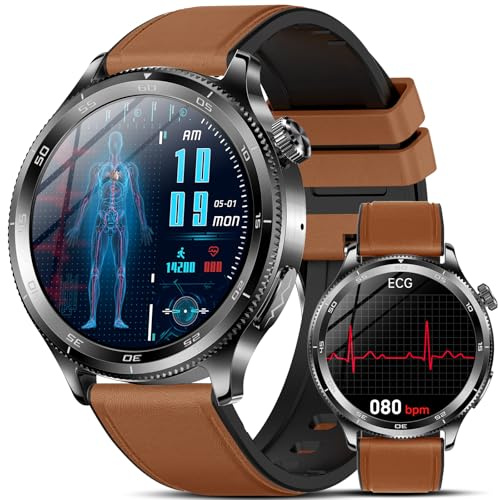 Marsyu 2026 Smartwatch Uomo con ECG/Lipidi/Acido Urico/BMI/Sonno/Emozioni/Fatica,1.43 AMOLED Orologio Salute con Chiamate & 24h Pressione Sanguigna/Temperatura Corporea/Cardiofrequenzimetro