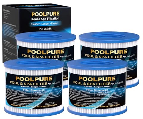 POOLPURE 4pc Filter Cartridges for Inflatable Spa, Clever Spa Filter