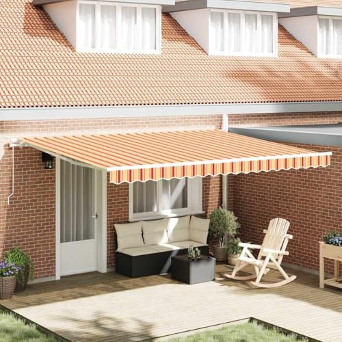 Tenda da sole retrattile manuale per esterni con tessuto resistente ai raggi UV e telaio in metallo, tenda in poliestere impermeabile per balcone e spazi esterni, design moderno