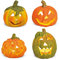 Kleine Kürbis-Deko Laternen im 4er Set als Halloween-Deko LED Windlichter je 8 cm - Mini Deko-Kürbisse als Outdoor Teelichthalter oder innen Tischdeko - Jack Lantern wetterfeste Garten Herbstdeko