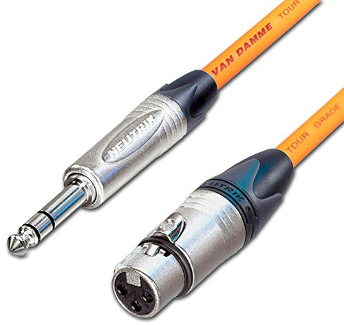 Female XLR to ¼ TRS Jack Lead. Balanced Van Damme Mic Cable. Short 10m 6m 3m 20m (3m, Orange)
