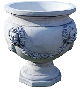 Antikes Wohndesign 2 x Runde Blumenkübel Pflanzkübel Blumentopf Amphore Pflanzschale Steinmöbel H:57cm G: 94KG